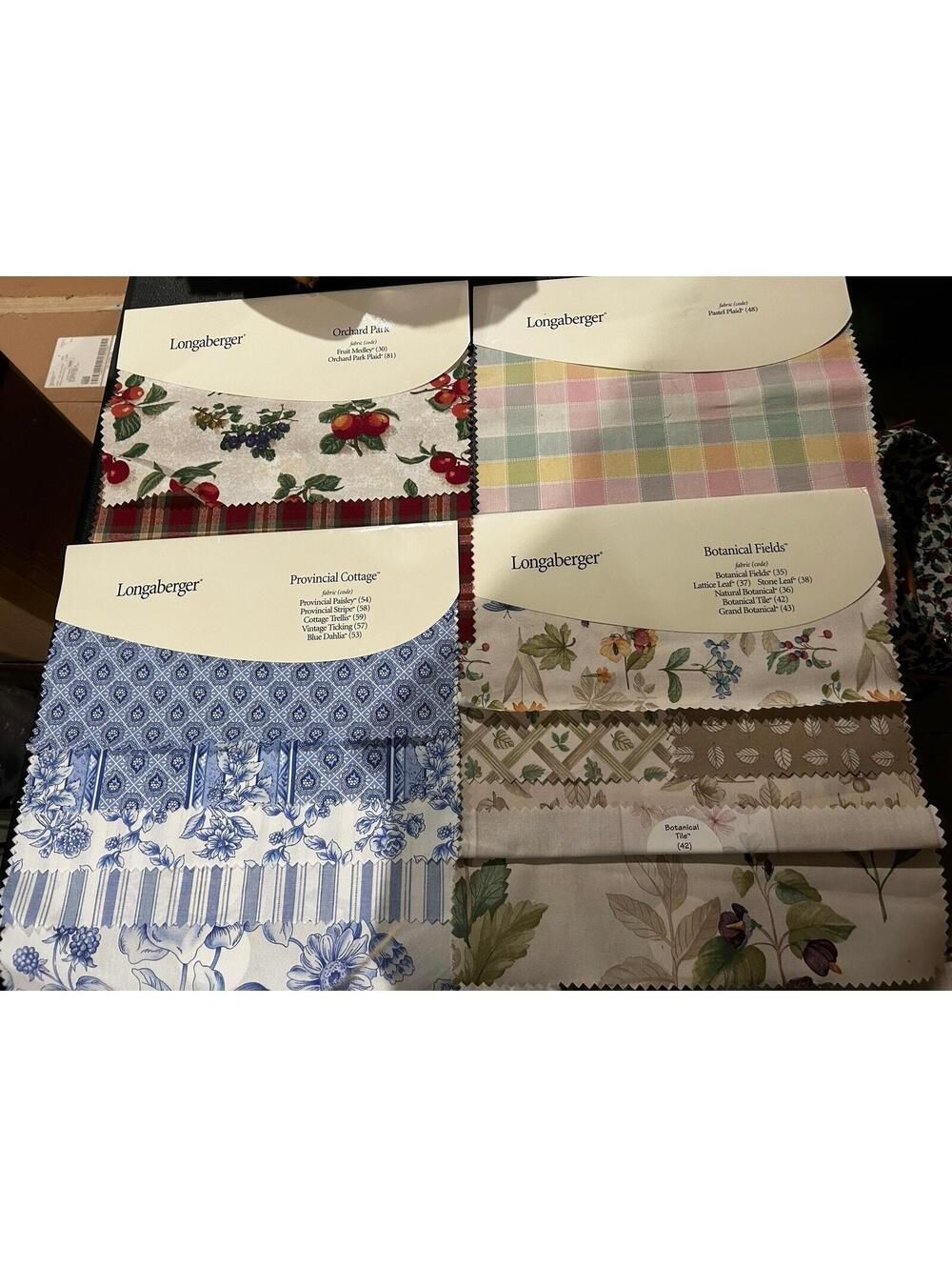 Longaberger Basket Fabric Samples lot quilting crafts botanical plaid solid